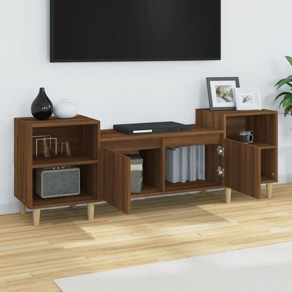 vidaXL Mueble para TV madera contrachapada marr&oacute;n roble 160x35x55 cm