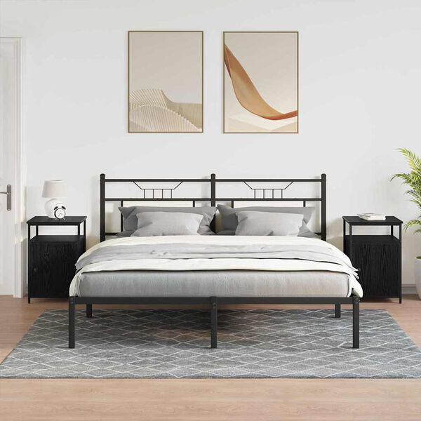 vidaXL Armario de Noche Roble negro Madera contrachapada