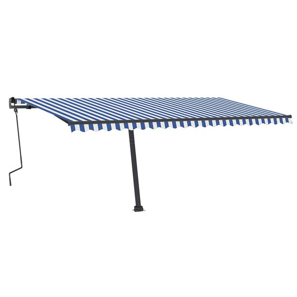 vidaXL Toldo retráctil manual con luz LED azul y blanco 500x350 cm