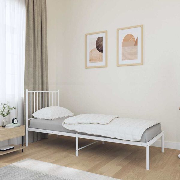vidaXL Estructura cama sin colch&oacute;n con cabecero metal blanco 80x200 cm
