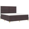 vidaXL Cama Box Spring LED con colch&oacute;n Marr&oacute;n Oscuro 180 x 200 cm tela