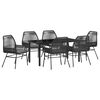 vidaXL Conjunto de Comedor de Jard&iacute;n 7 pcs Negro rat&aacute;n sint&eacute;tico