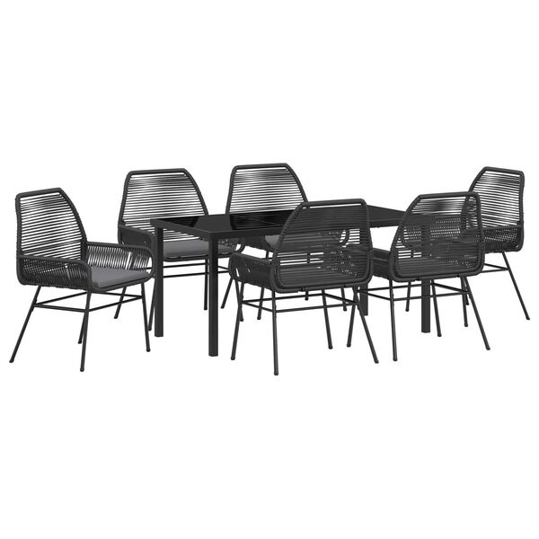 vidaXL Conjunto de Comedor de Jard&iacute;n 7 pcs Negro rat&aacute;n sint&eacute;tico