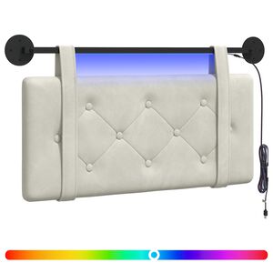 vidaXL Cabecero colgante Con luz LED Crema Terciopelo