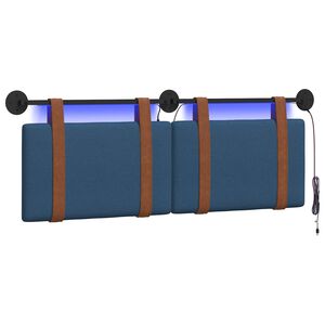vidaXL Cabecero colgante Con luz LED Azul PU antiguo