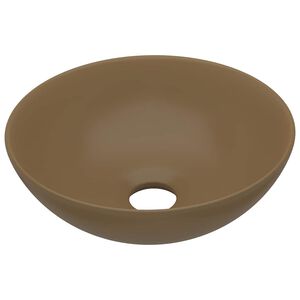 vidaXL Lavabo de cuarto de ba&ntilde;o redondo cer&aacute;mica crema mate