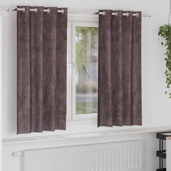 vidaXL Cortinas de Terciopelo 2 pcs Marr&oacute;n 175 x 140 cm Terciopelo