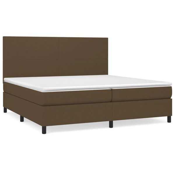 vidaXL Cama box spring con colch&oacute;n tela marr&oacute;n oscuro 200x200 cm