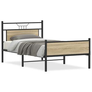 vidaXL Estructura de cama sin colch&oacute;n 107x203 cm madera roble Sonoma