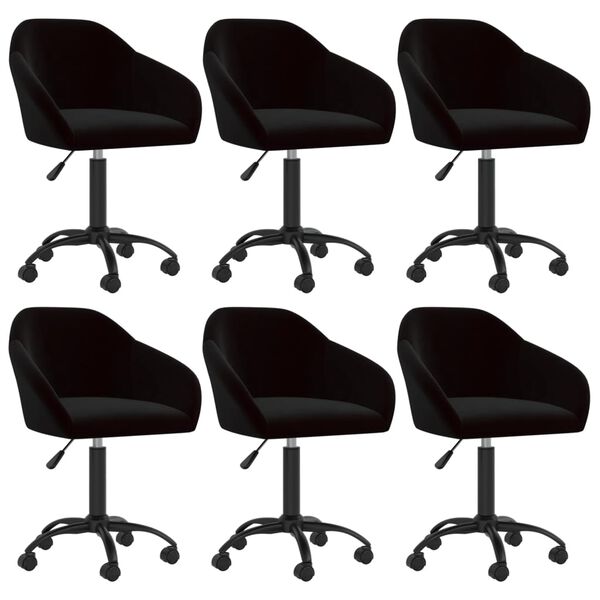 vidaXL Sillas de comedor giratorias 6 unidades terciopelo negro