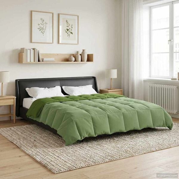 vidaXL Edred&oacute;n de Invierno Acolchado Verde 200 x 240 cm Microfibra