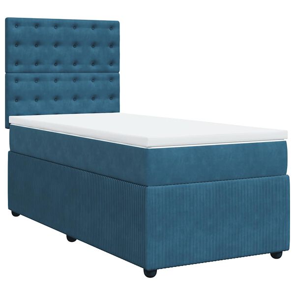 vidaXL Cama box spring con colch&oacute;n terciopelo azul 90x200 cm