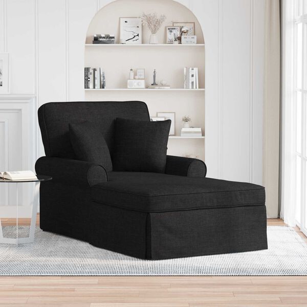 vidaXL Chaise Lounge con Falda con coj&iacute;n Negro 91 x 157 x 91 cm tela