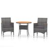 vidaXL Juego comedor de jard&iacute;n 3 piezas rat&aacute;n sint&eacute;tico gris