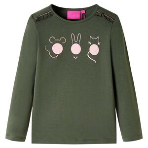 Camiseta infantil de manga larga caqui 104