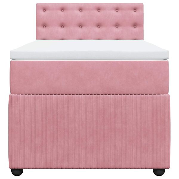 vidaXL Cama box spring con colch&oacute;n terciopelo rosa 90x200 cm
