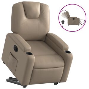 vidaXL Sill&oacute;n elevable el&eacute;ctrico cuero artificial capuchino