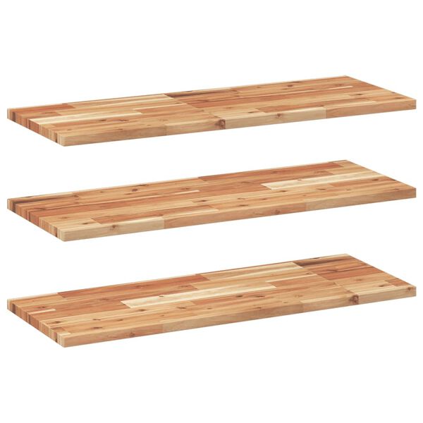 vidaXL Estante flotante 3 uds madera acacia acabado aceite 100x30x2 cm