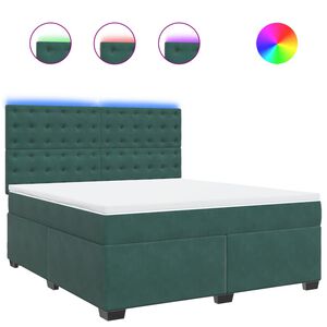 vidaXL Cama box spring con colch&oacute;n terciopelo verde oscuro 180x200 cm