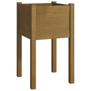 vidaXL Jardinera de madera maciza de pino marr&oacute;n miel 40x40x70 cm