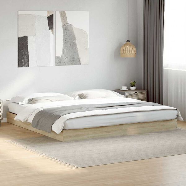 vidaXL Estructura de cama sin colch&oacute;n roble Sonoma 180x200 cm