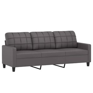 vidaXL Sof&aacute; de 3 plazas de cuero sint&eacute;tico gris 180 cm