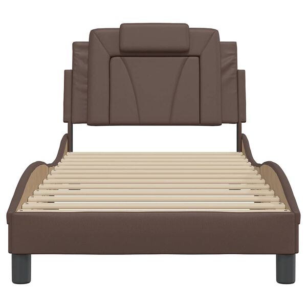 vidaXL Estructura de cama Viana sin colch&oacute;n cuero sint&eacute;tico marr&oacute;n 90x190 cm
