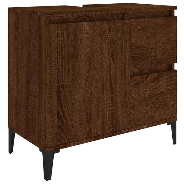 vidaXL Armario de baño madera contrachapada marrón roble 65x33x60 cm