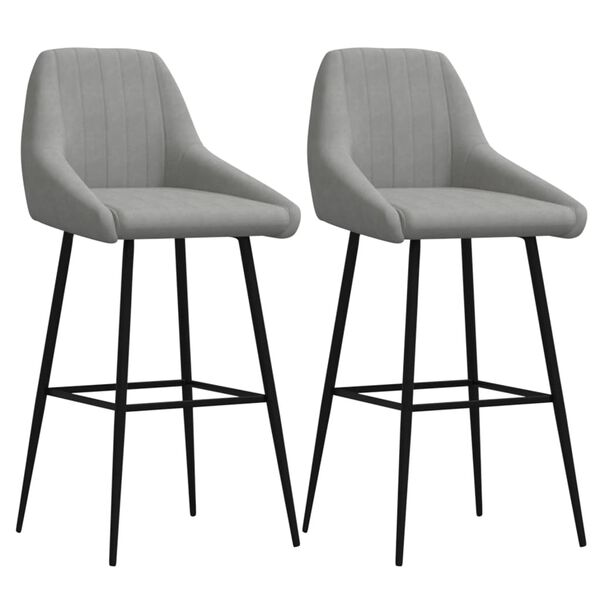 vidaXL Taburetes de cocina 2 unidades terciopelo gris claro