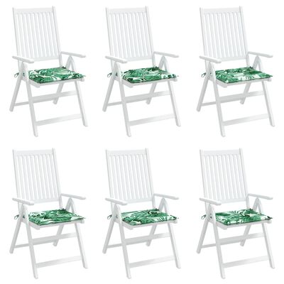 vidaXL Cojines de silla de jardín 6 uds tela estampado hojas 50x50x4cm