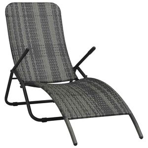 vidaXL Tumbona plegable de rat&aacute;n sint&eacute;tico gris