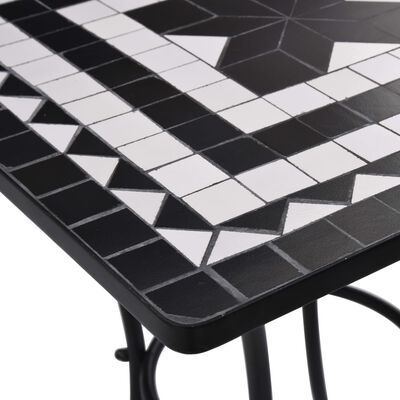 vidaXL Mesa y sillas de bistró 3 pzas mosaico cerámica negro y blanco