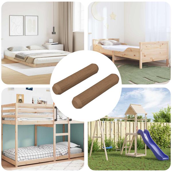 vidaXL Dowel de madera 2 pcs Marr&oacute;n &Oslash;8 x 35 mm Madera maciza