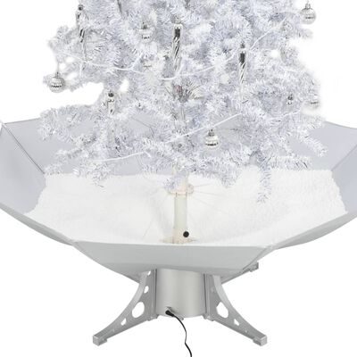 vidaXL Árbol de Navidad con nieve con base en paraguas blanco 140 cm