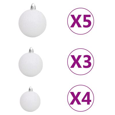 vidaXL Set árbol Navidad artificial esquina LED y bolas blanco 120 cm