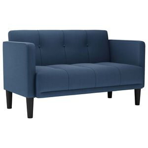 vidaXL Sof&aacute; de dos plazas azul de 111 cm con tapizado de tela