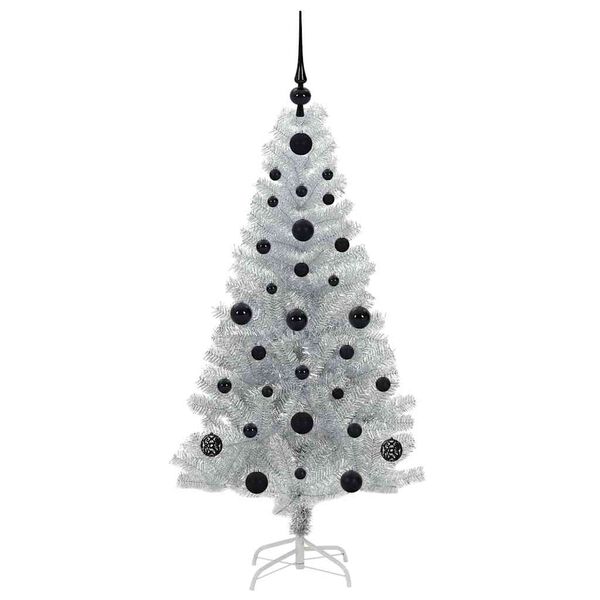 vidaXL &Aacute;rbol de Navidad con 150 LED con soporte Plateado 120 cm PET