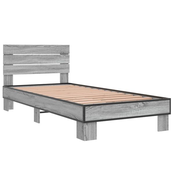 vidaXL Estructura cama madera ingenier&iacute;a metal gris Sonoma 100x200 cm