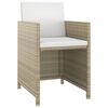 vidaXL Set comedor de jard&iacute;n 3 pzas con cojines rat&aacute;n sint&eacute;tico beige