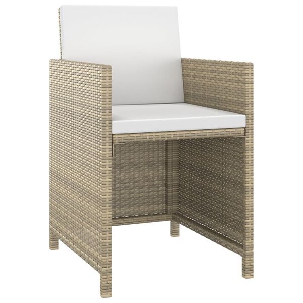 vidaXL Set comedor de jard&iacute;n 3 pzas con cojines rat&aacute;n sint&eacute;tico beige
