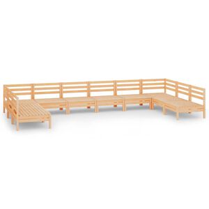 vidaXL Juego muebles de jard&iacute;n 10 piezas madera maciza pino