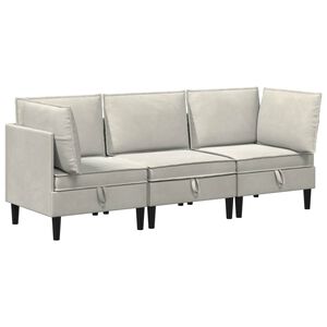 vidaXL Juego de muebles de sal&oacute;n 3 uds. Crema Terciopelo