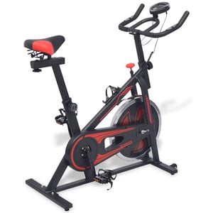 vidaXL Bicicleta est&aacute;tica con sensores de pulso negra y roja