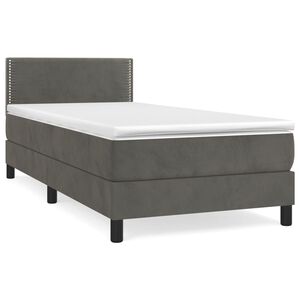 vidaXL Cama box spring con colch&oacute;n terciopelo gris oscuro 90x200 cm