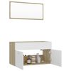 vidaXL Set de muebles ba&ntilde;o 2 pzas madera contrachapada blanco y roble