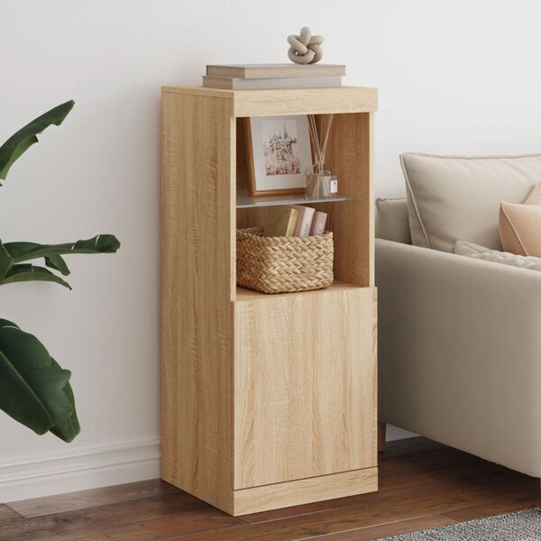 vidaXL Aparador con luces LED roble Sonoma 41x37x100 cm