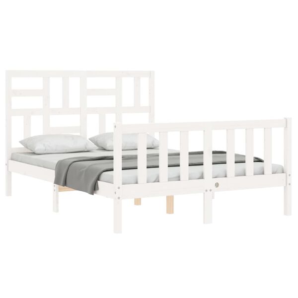vidaXL Estructura de cama sin colch&oacute;n madera de pino blanca 140x190 cm