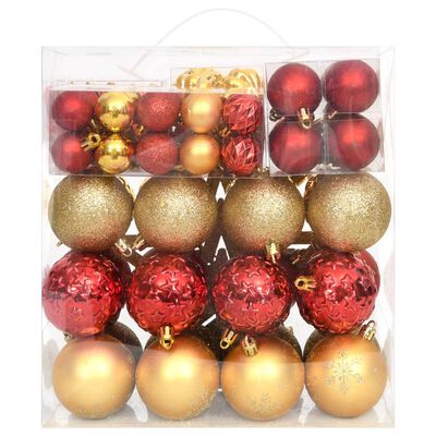 vidaXL Juego de adornos de navidad de 70 piezas dorado y rojo