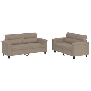 vidaXL Juego de sof&aacute;s con cojines 2 piezas tela microfibra taupe