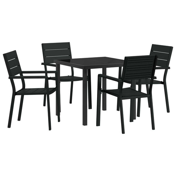 vidaXL Conjunto de Comedor de Jard&iacute;n 5 pcs Negro